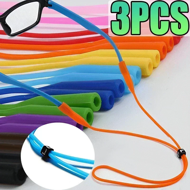 Sunglass Retainer Cord - 3/1pcs Candy Color Elastic Silicone Eyeglasses