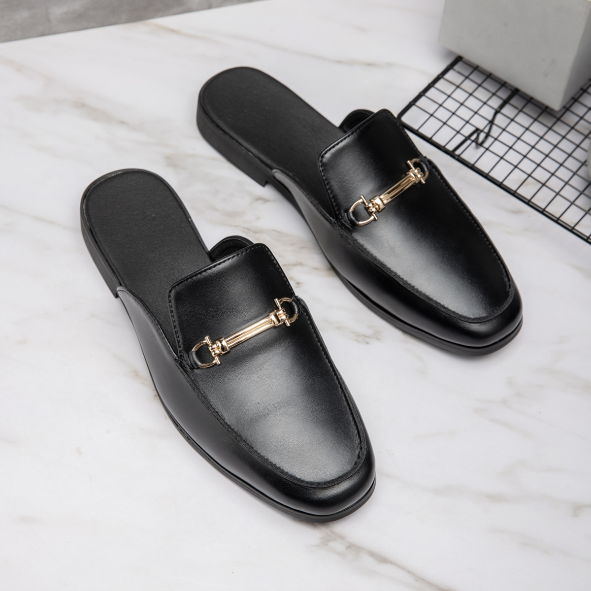 Casual Mules Men Leather Loafe - Flip Flop Leather Men review and price