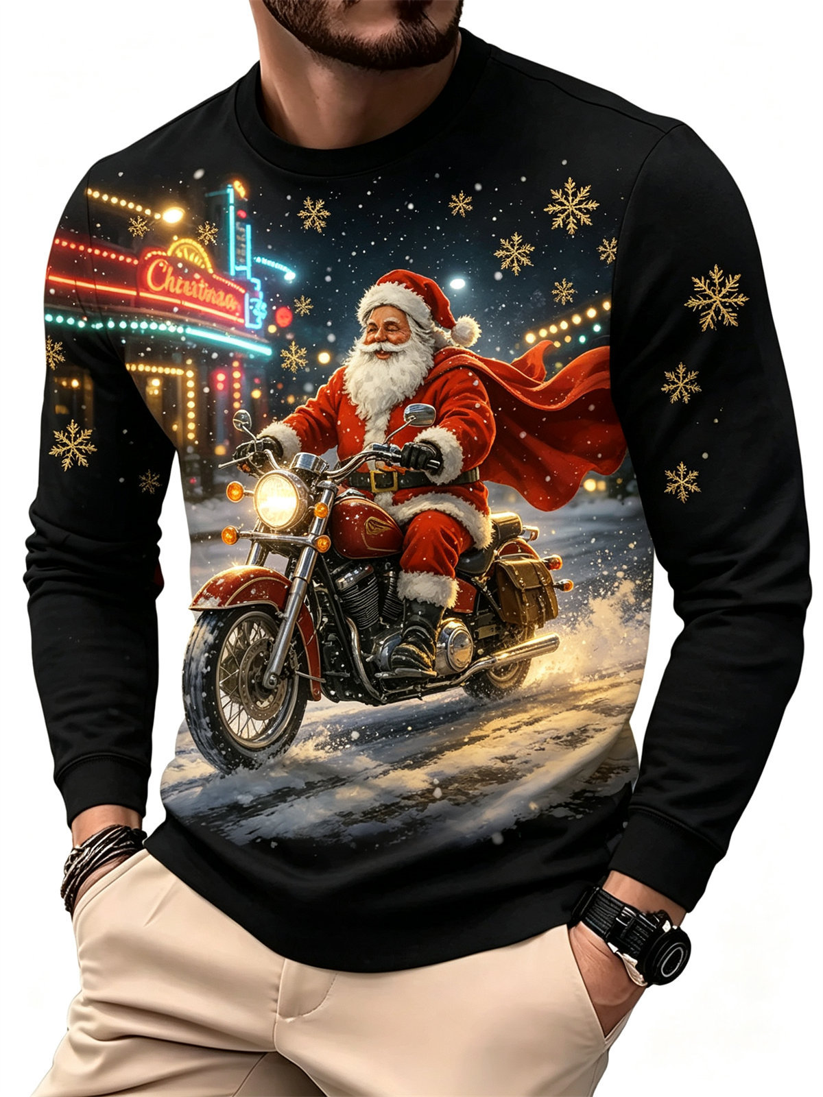 Men's Casual Fashion Long Slee - Tee Graphic Print review and price