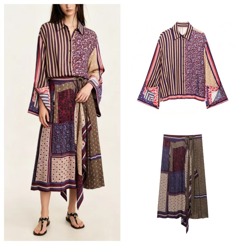 2026 Elegant Chic Printed Saro - Shirt Camp Collar review and price