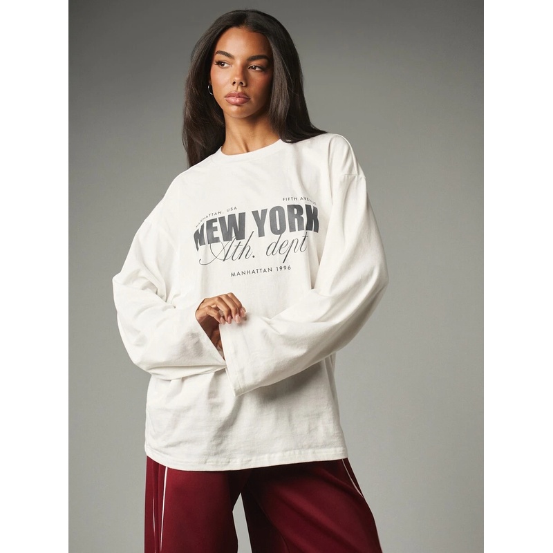 Crew Neck Long Sleeve Graphic  - Tee Graphic Print review and price