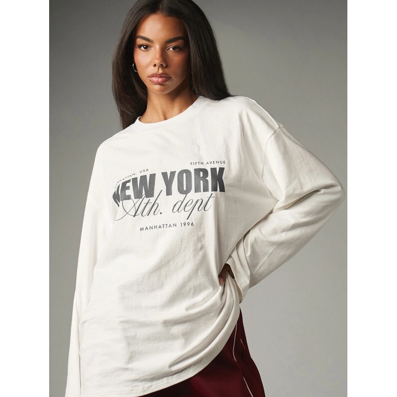 Crew Neck Long Sleeve Graphic  - Tee Graphic Print review and price