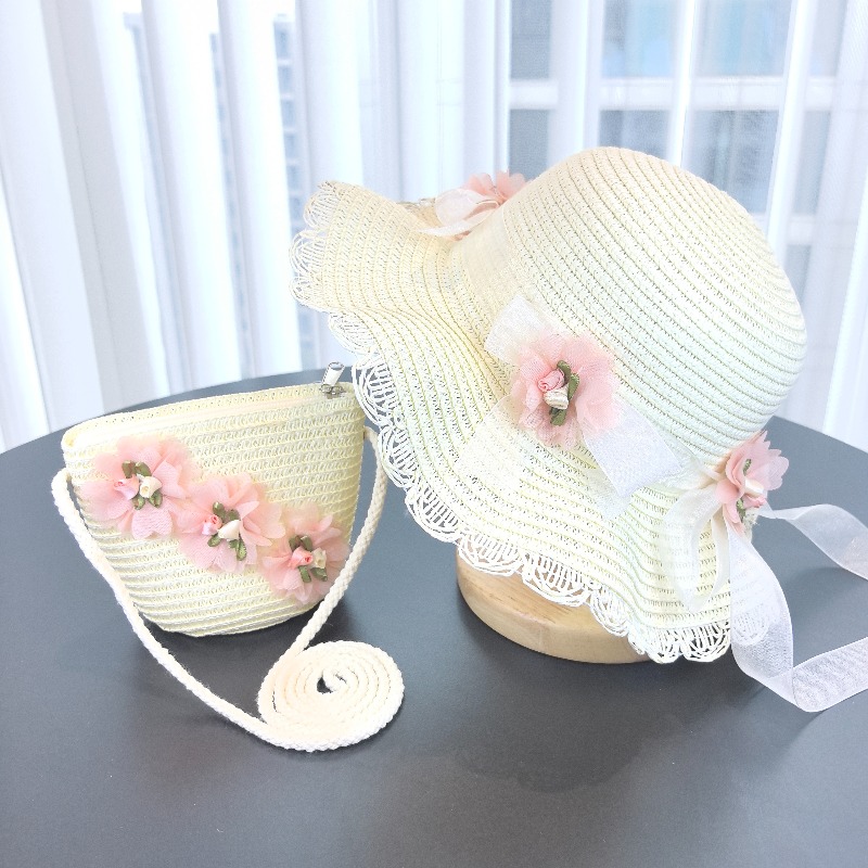 Girls 2pcs Straw Hat Solid Col - Bucket Hat Straw review and price